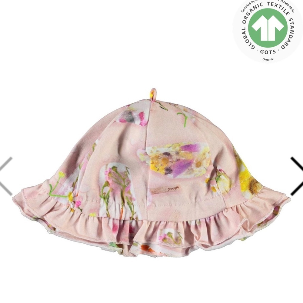 Floral Pink Kids Sun Hat by Molo  1 to 2 years and 3 to five years